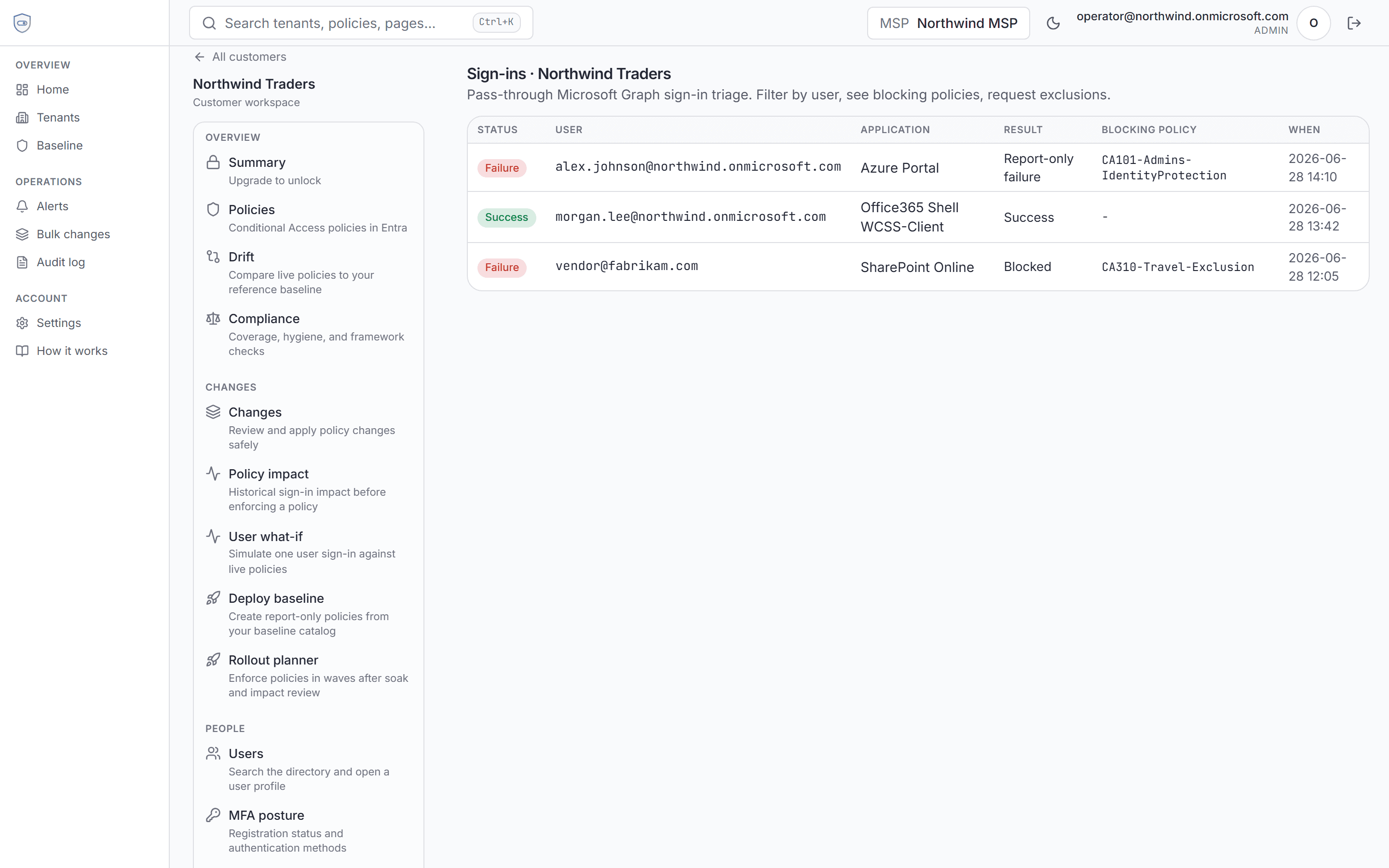 Entra sign-in triage with blocking policies and exclusion shortcuts